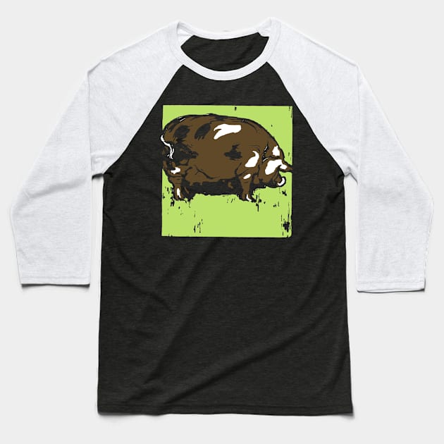 Victorian Hog in Field Baseball T-Shirt by Pixelchicken